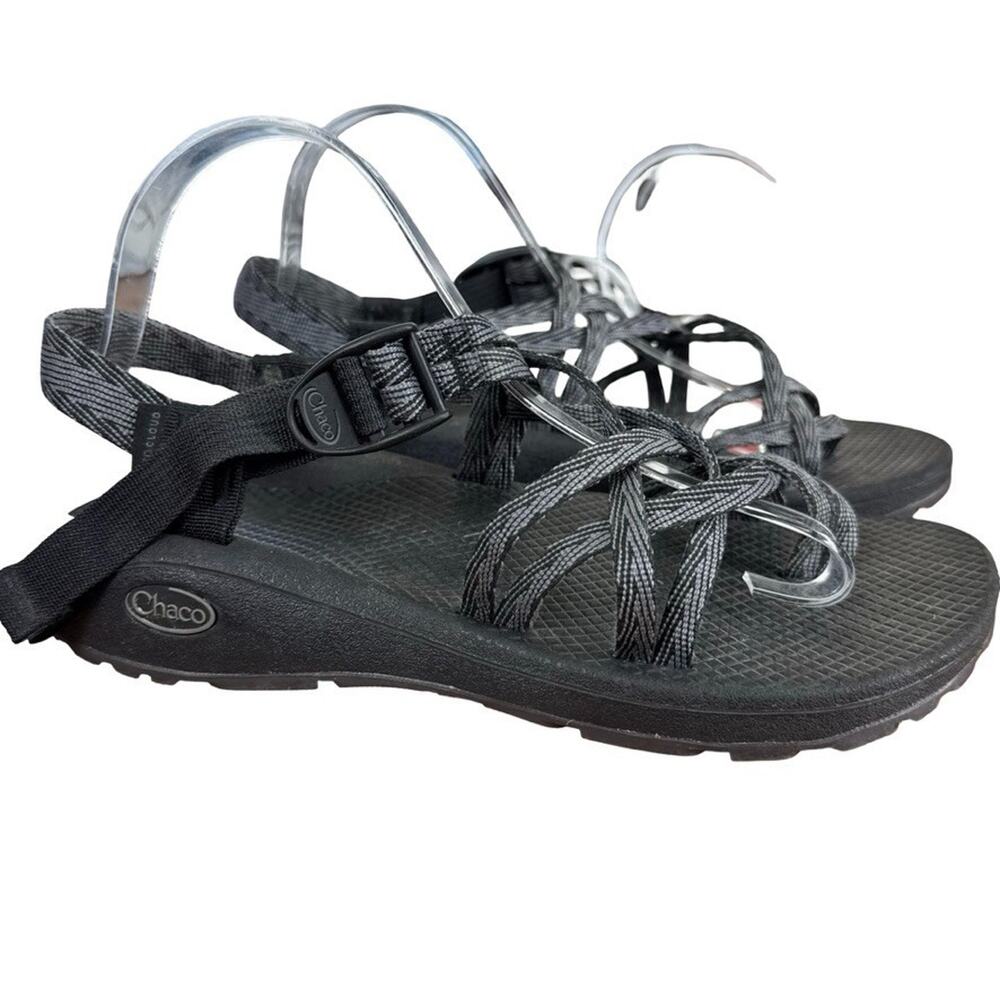 Chaco ZX / 2 Cloud Black Gray Strappy Toe Ring Sporty Hiking Sandals Shoes sz 10